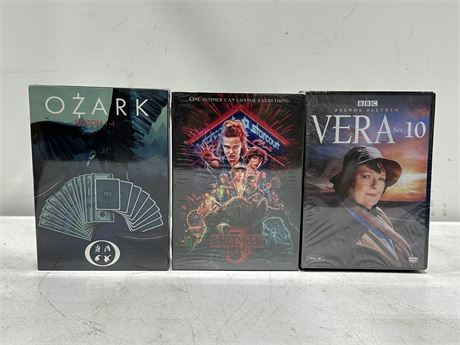 3 SEALED DVD BOX SETS - STRANGER THINGS, OZARKS & VERA