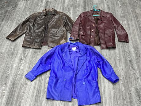 3 LEATHER JACKETS INCLUDING BRAEMAR JACKET