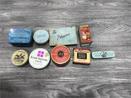 8 VINTAGE TOBACCO TINS & OTHER CANS