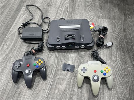 COMPLETE N64 CONSOLE W/ CORDS & CONTROLLERS (UNTESTED)