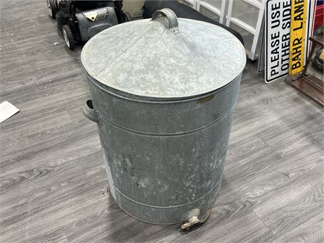 ANTIQUE GALVANIZED INDUSTRIAL HONEY BEE CONTAINER (3ft tall)