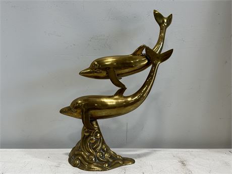 LARGE MCM BRASS DOLPHINS (14”X19”)