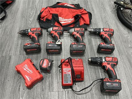 MILWAUKEE TOOLS LOT W/BATTERIES, CHARGER, ETC - WORKS