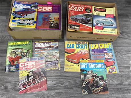 2 BOXES OF VINTAGE HOTROD/CAR MAGS