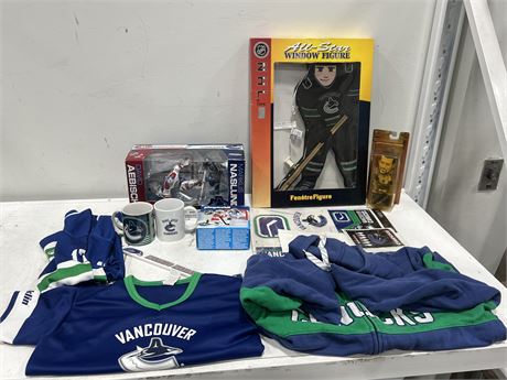 LOT OF CANUCK COLLECTABLES INCLUDING MCFARLANE FIGURE SET