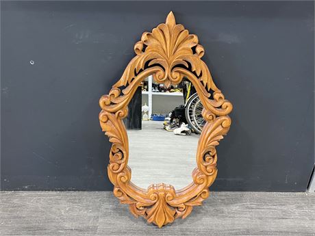 MCM SOLID WOOD HAND CARVED MIRROR (16”X28”)