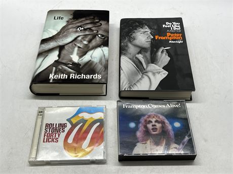 K. RICHARDS & P.FRAMPTON HARDCOVER BOOKS / 2 DISC CDS