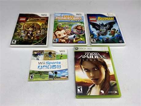 4 NINTENDO WII GAMES & XBOX 360 GAME