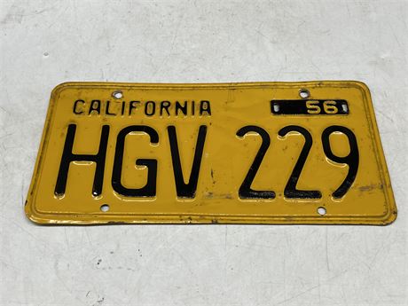 1956 CALIFORNIA LICENSE PLATE
