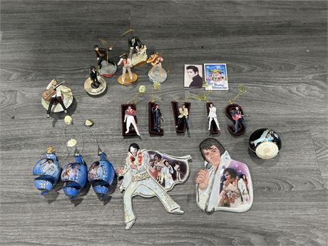 LOT OF ELVIS  CHRISTMAS ORNAMENTS & ECT