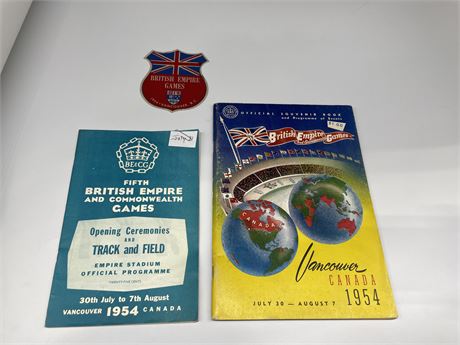 1954 BRITISH EMPIRE GAMES PROGRAMS / CREST