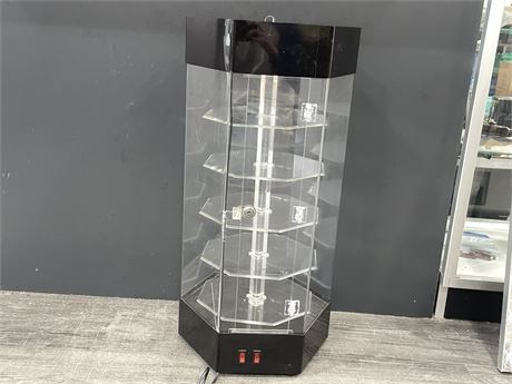 LIGHTED REVOLVING LOCKING 5 TIER TABLE TOP DISPLAY CABINET