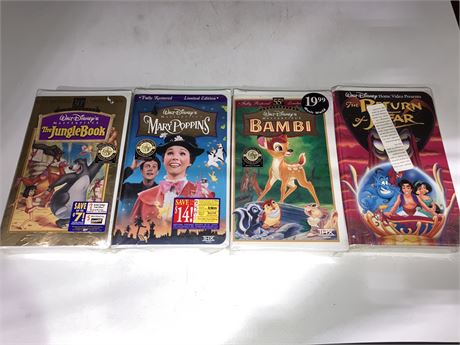 4 SEALED DISNEY VHS MOVIES VINTAGE