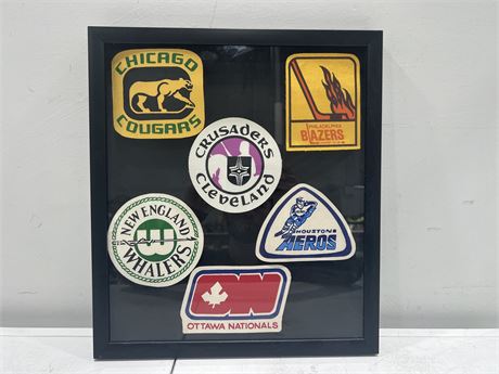 FRAMED VINTAGE WHA PATCHES - 15”x17”