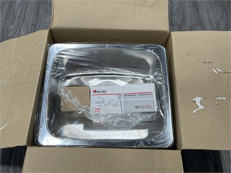 NEW OPEN BOX 8” STAINLESS STEEL SINK W/ FAUCET - COMPLETE