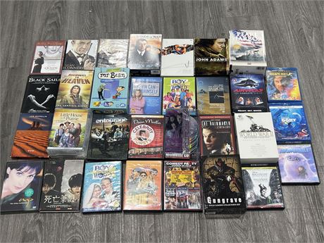 COLLECTION OF DVDS W/SOME BLU RAYS - SETS, SEASONS, ETC
