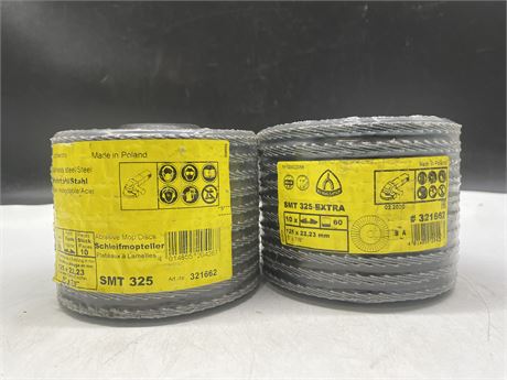 2 NEW PACKAGES OF STAINLESS STEEL ABRASIVE MOP DISCS (20 TOTAL)