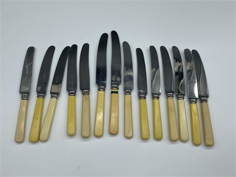 14 SHEFFIELD TEA KNIVES (12 - 8” & 2 9.5”)