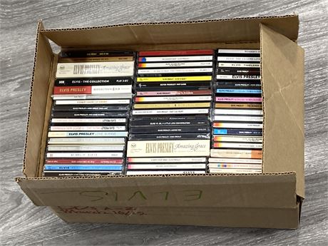 BOX OF 58 ELVIS CDS AND BOX SETS - EXCELLENT TO NM