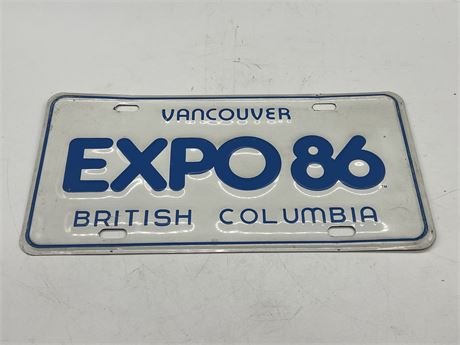1986 EXPO 86 LICENSE PLATE