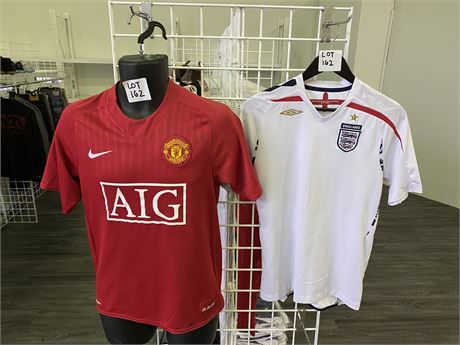 ENGLAND & MANCHESTER UNITED SOCCER JERSEYS (SMALL)