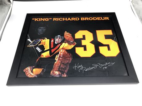 VANCOUVER CANUCKS SIGNED RICHARD BRODEUR FRAMED PICTURE 22X18” (WITH COA)