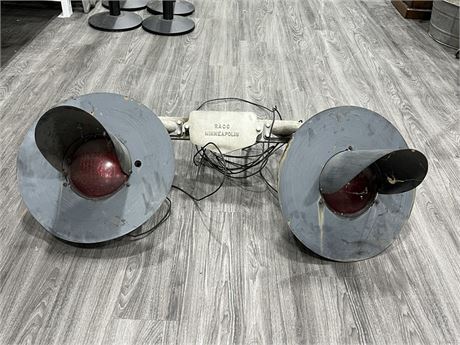 VINTAGE PAIR OF CONNECTED RAILROAD LIGHTS (51” wide)