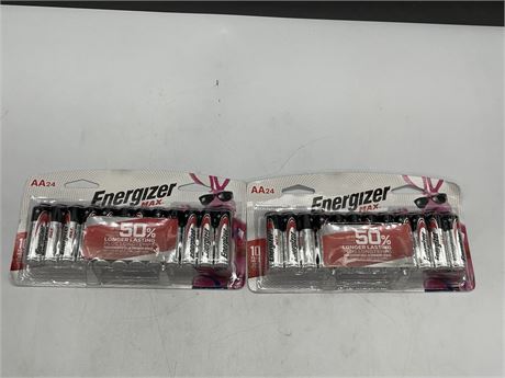 2 PACKAGES OF ENERGIZER MAX AA BATTERIES (24 / PACKAGE, 48 TOTAL)