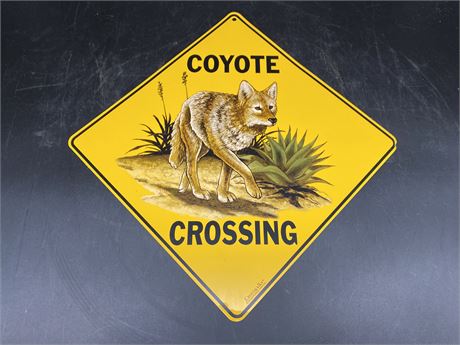 TIN COYOTE CROSSING SIGN