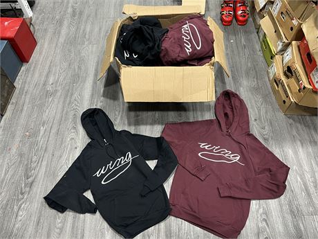 BOX OF NEW HOODIES BY “WING COMPANY” VARIOUS SIZES