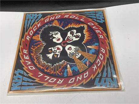 KISS - ROCK AND ROLL OVER WITH ORIGINAL SLEEVE, STICKER & INSERT - (VG+)