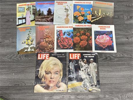 VINTAGE AMERICAN ROSE MAGS & 2 HISTORICAL LIFE MAGS