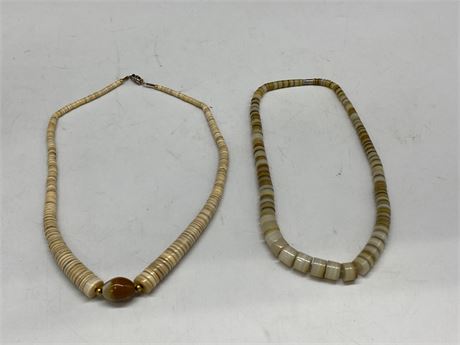2 VINTAGE 1970s NATURAL PUKA SHELL GRADUATED NECKLACES