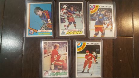 5) 1970's ROOKIE NHL CARDS EX CONDITION