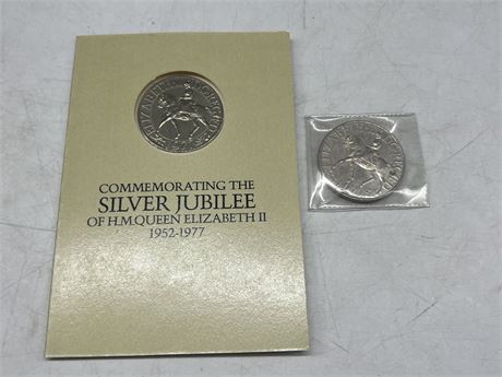 2 SILVER JUBILEE COINS - BRITISH ROYAL MINT