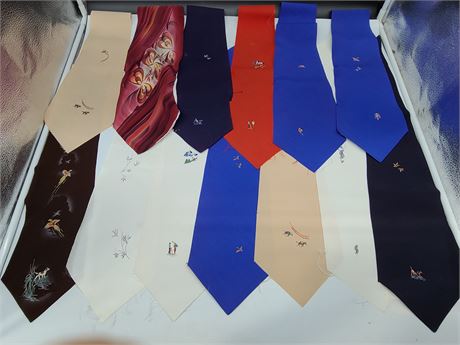 13 UNFINISHED HAND PAINTED TIES