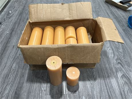 BOX OF LARGE CANDLES - 4.5” & 8”