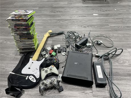 XBOX 360 SYSTEM + GANES & ACCESSORIES (UNTESTED)