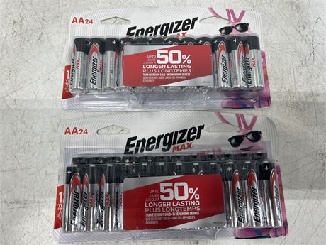 2 NEW ENERGIZER AA BATTERY 24 PACKS