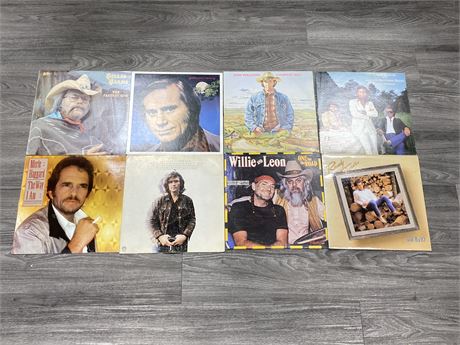 8 COUNTRY MUSIC RECORDS - CONDITION VARIES