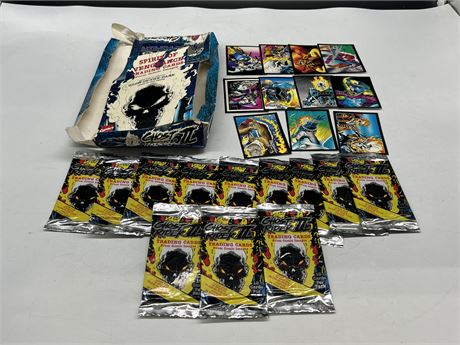 12 UNOPENED 1992 GHOST RIDER 2 CARD PACKS W/ BOX & LOOSE CARDS