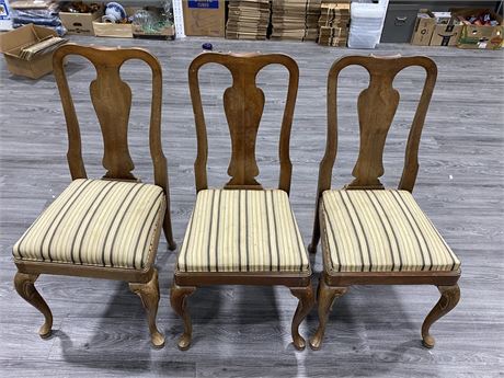 3 VINTAGE WOOD DINING CHAIRS