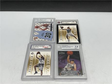 4 ASSORTED GRADED ROOKIE BASKETBALL CARDS - 2 NUMBERED
