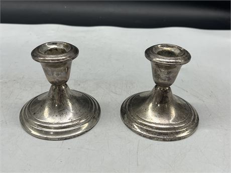 2 GORHAM STERLING WEIGHTED CANDLE HOLDERS (3.5” tall)