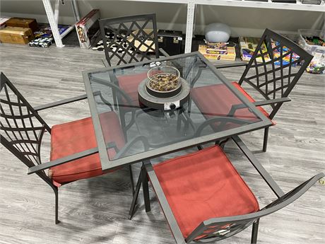 PATIO TABLE SET WITH GAS FIRE RING