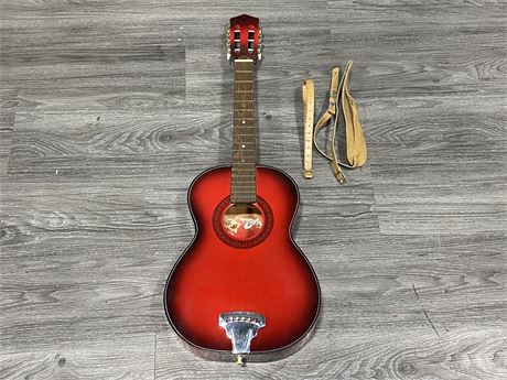 SMALL VINTAGE RED GUITAR - NO STRINGS (33”)