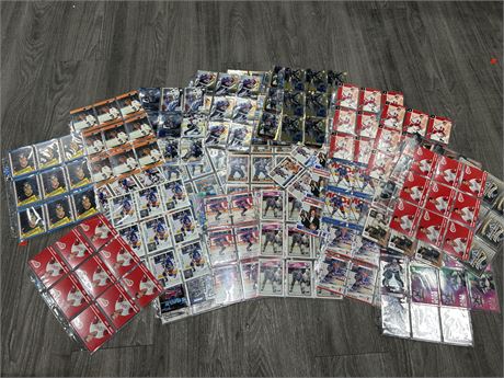 LARGE LOT OF SHEETS OF NHL STAR CARDS - MESSIER, HOWE, ROY, LEMEIUX