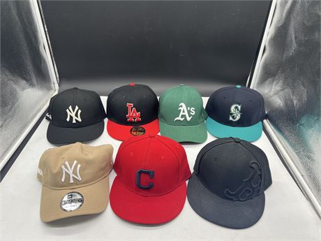 7 MLB BALL CAPS - SOME NEW