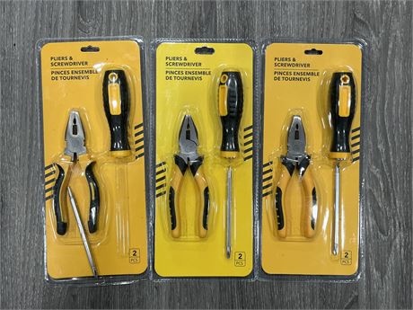 3 NEW SCREW DRIVER / PLIERS SETS