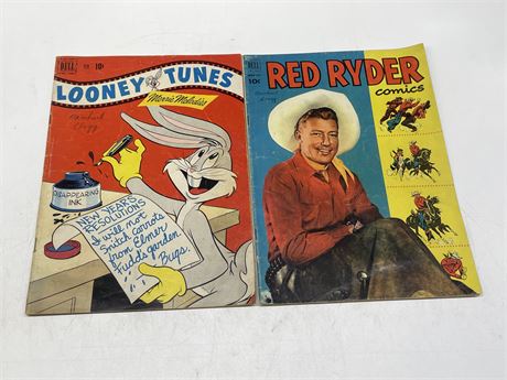 2 VINTAGE DELL COMICS INCL: LOONEY TUNES & RED RYDER